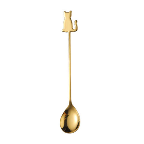Gold Cat Teaspoon - Sitting