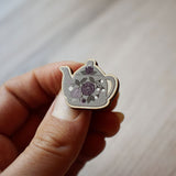 Floral Teapot Wood Pin